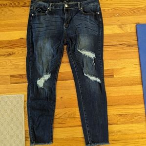Plus-size 33, destressed denim jeans